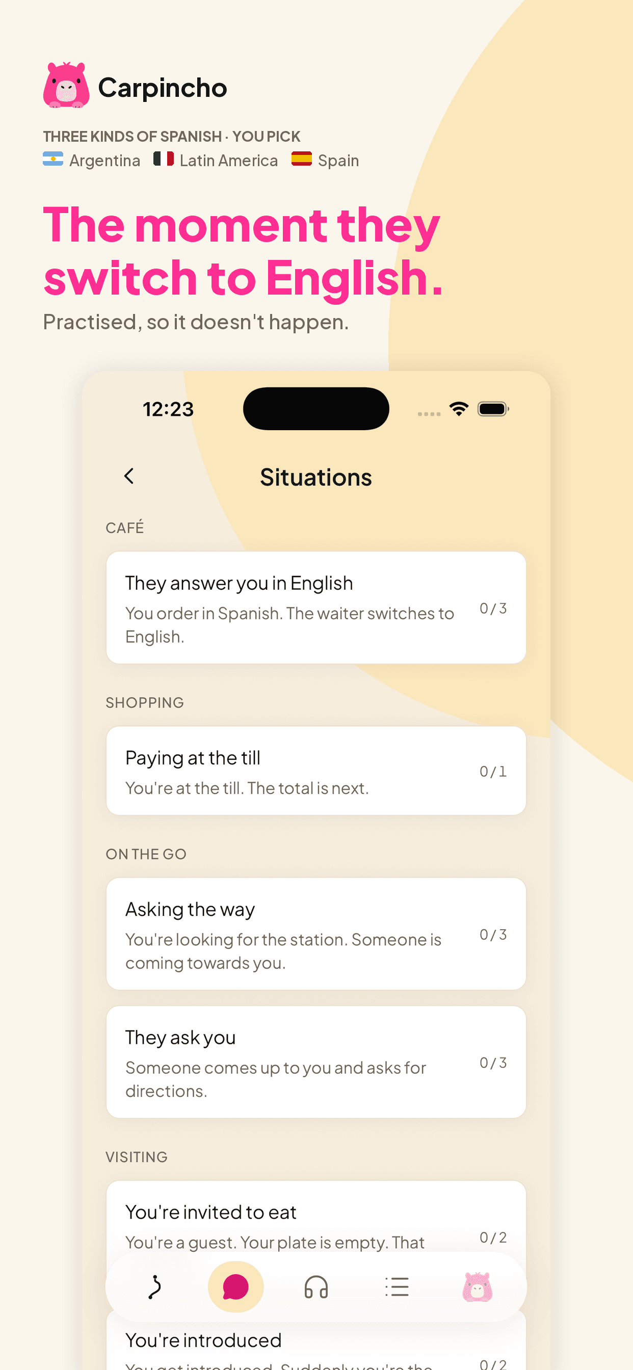 Situations: sentences coming at you